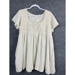 Together Aspyn Babydoll Dress Size Medium Cream Gazzy Embroidered